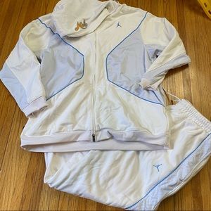 Jordan White & Light Blue Hooded Sweatshirt and Sweatpants Set